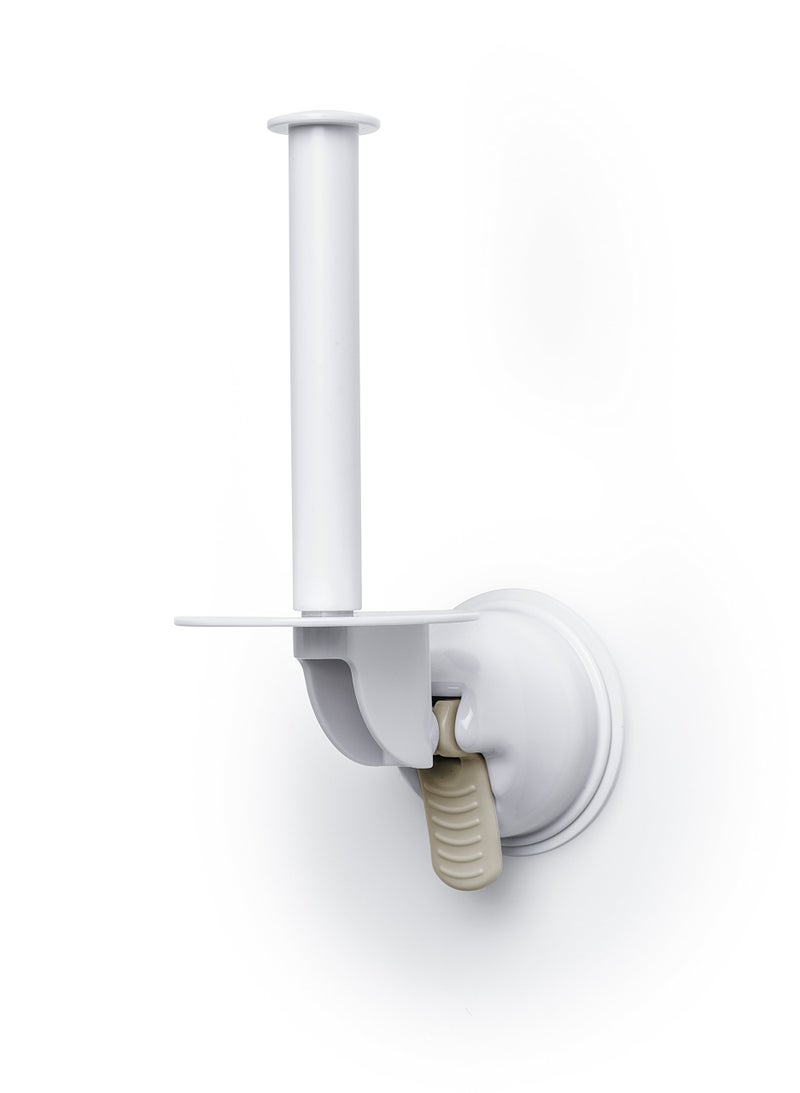 Safe-er-Grip Toilet Paper Holder; Wall Mount 2.5 Inch Suction Cup Toilet Paper Roll Holder; Modern White TP Holder - Image 1
